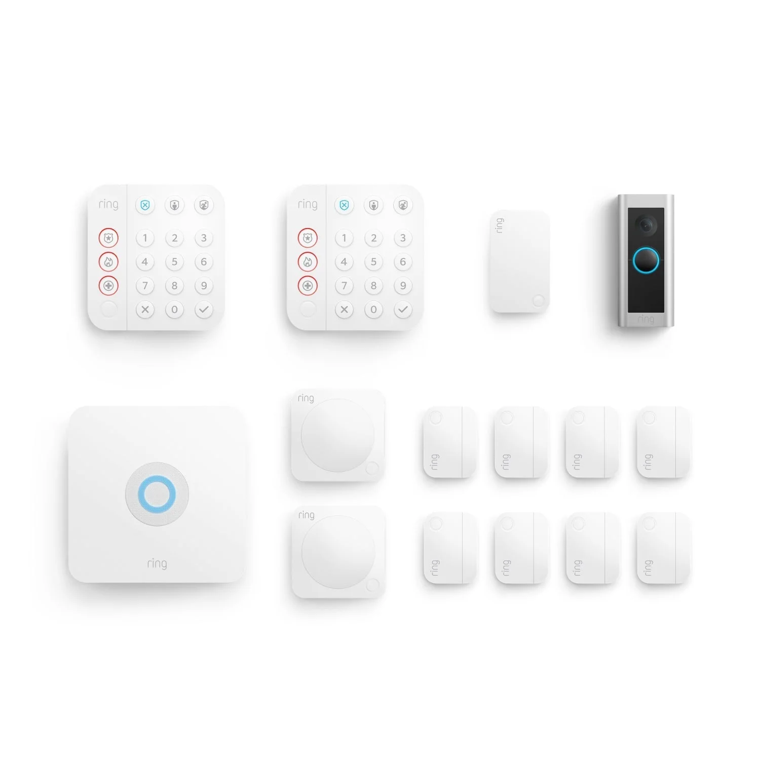 Wired Doorbell Pro (Video Doorbell Pro 2) + Alarm Security Kit, 14-Piece